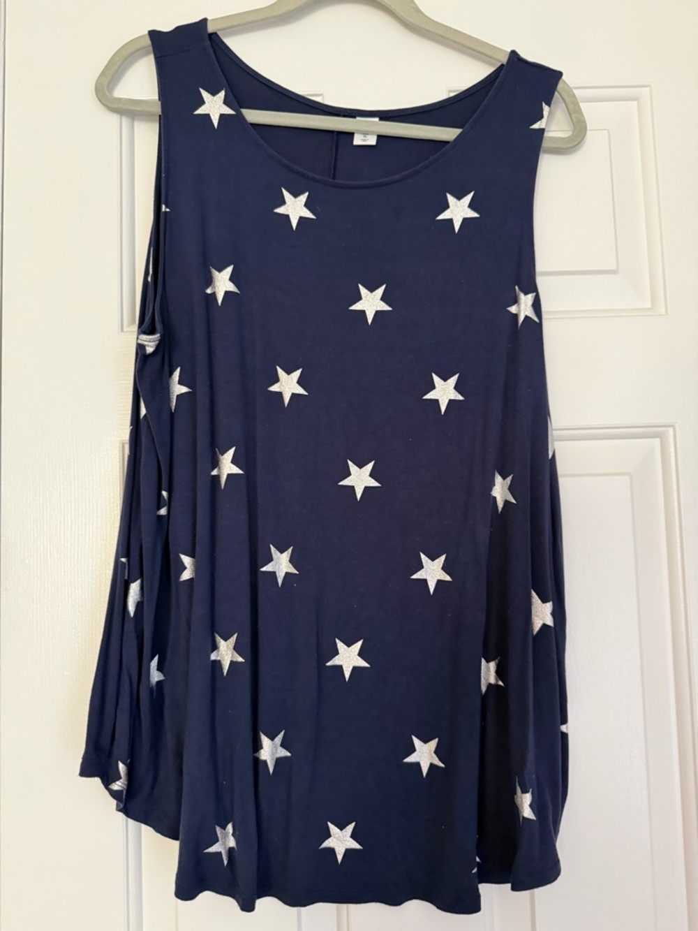 Sleeveless Navy Star Print Luxe Swing Tank Top
